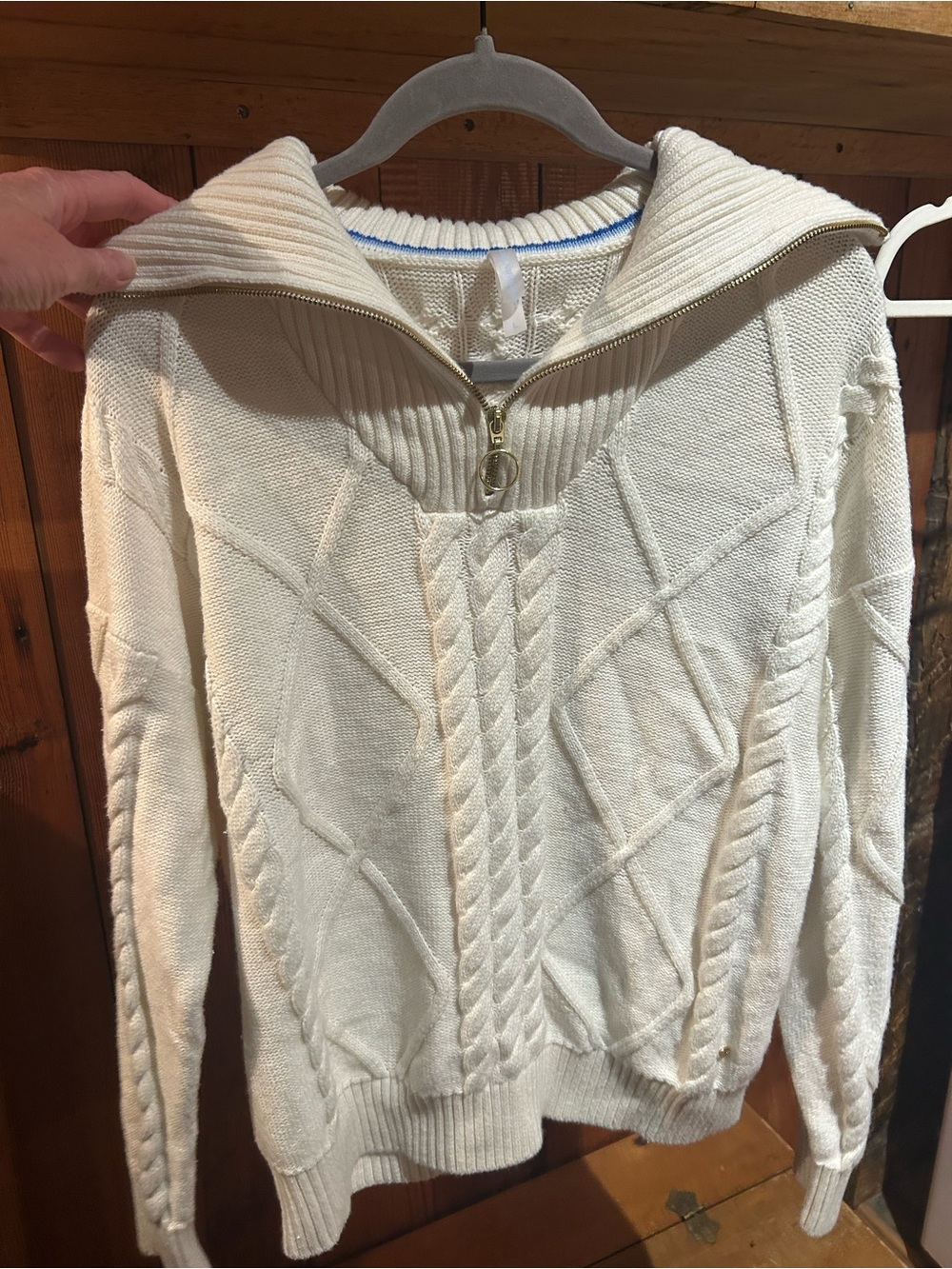 Southern Tide Cream Cable-Knit Half-Zip Turtleneck Sweater
